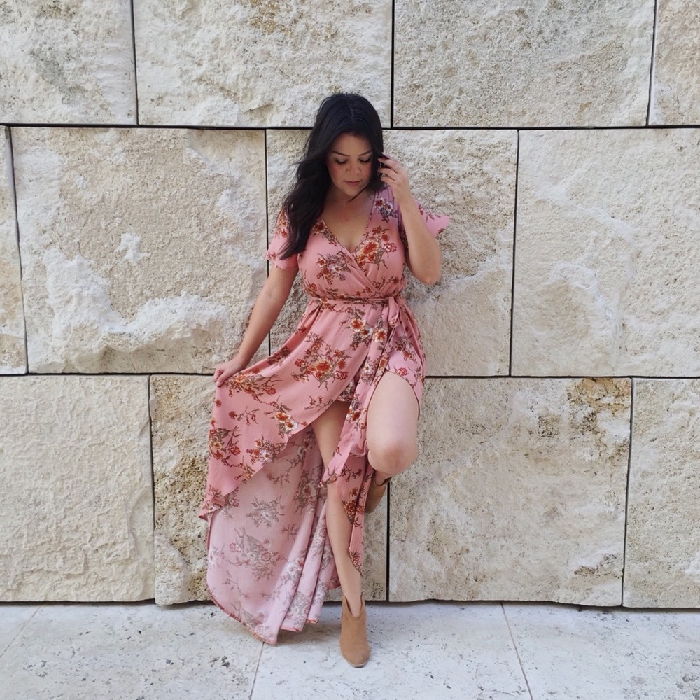Floral Pink High Low Romper